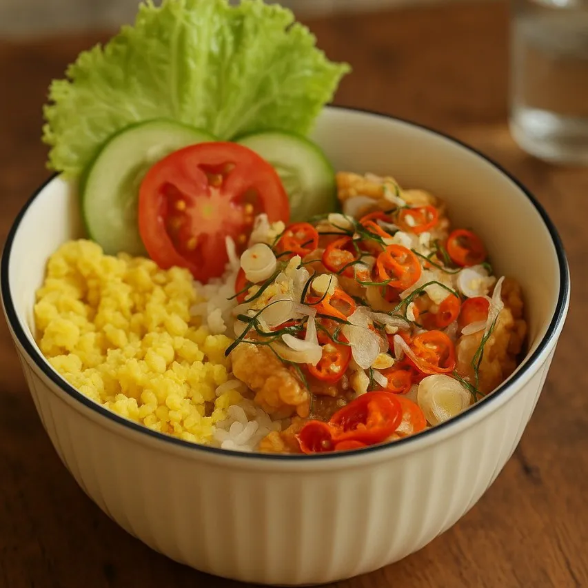 Chicken Rice Bowl with matah sambal